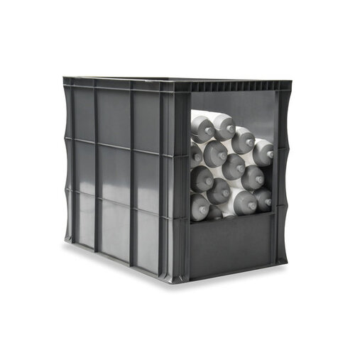 Plastikowy pojemnik Euro 600x400x500 mm - 100 litrów, otwór z przodu