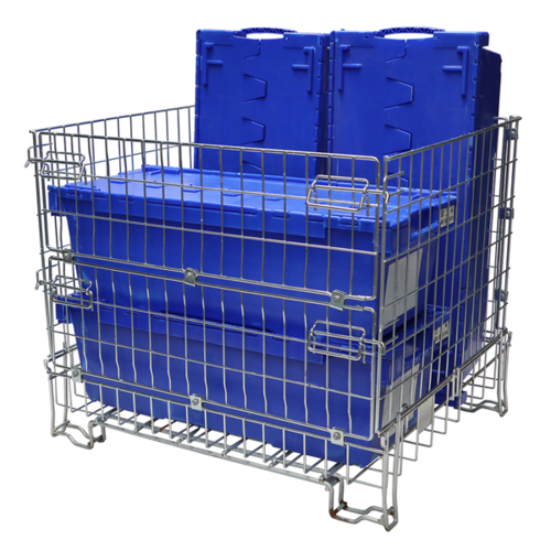 Składany pojemnik metalowy 1200x1000x1000 mm – druciany kosz magazynowy
