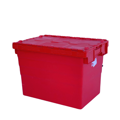 Plastikowy pojemnik z pokrywą na zawiasach 600x400x416 mm - używany