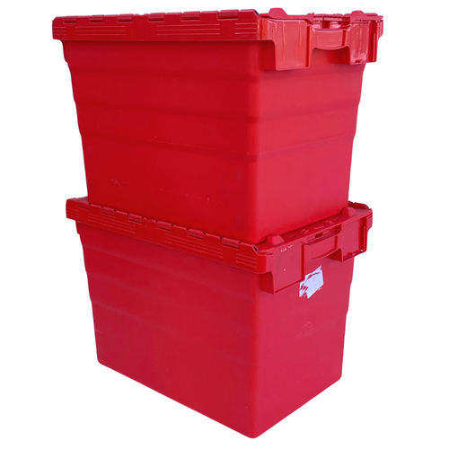Plastikowy pojemnik z pokrywą na zawiasach 600x400x416 mm - używany