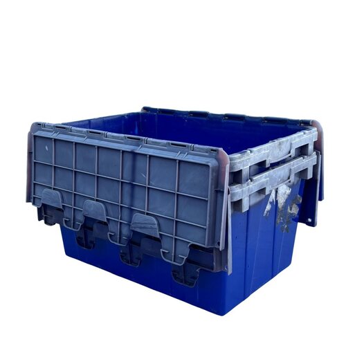 Używany pojemnik plastikowy magazynowy z pokrywą 600x400x320 mm