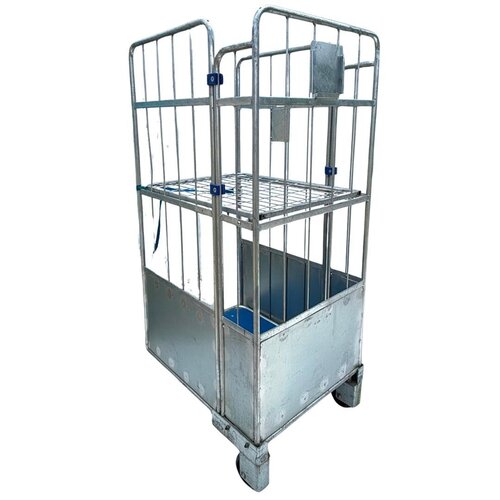 Rollkontener magazynowy 3-ścienny 800x640x1600 mm z półką składaną - używany, 500 kg