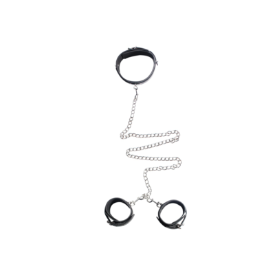 Kunstleren Halsband met Handboeien  met Gespsluiting