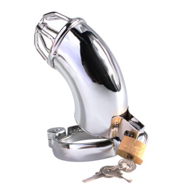 Half Solide RVS Penis Kooi met Slot Zilver