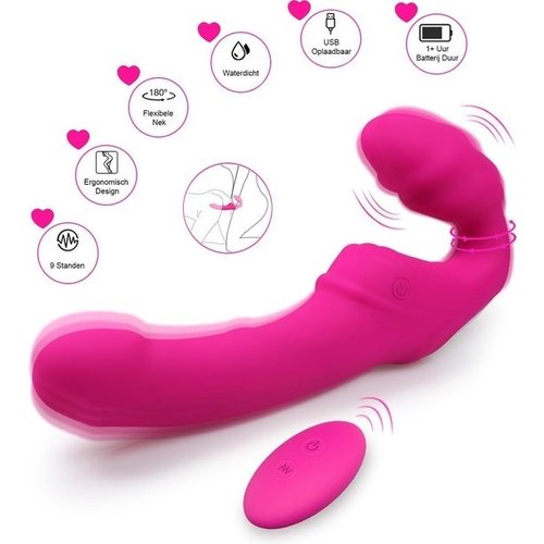 Easylove Straploze Voorbind Dildo Koppelvibrator met Afstandsbediening