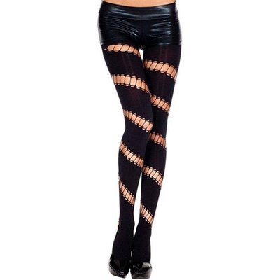 Dichte Panty met Diagonale Strepen