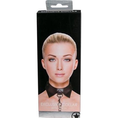 Exclusieve Lederen Halsband met Kraagje en Schakelriem