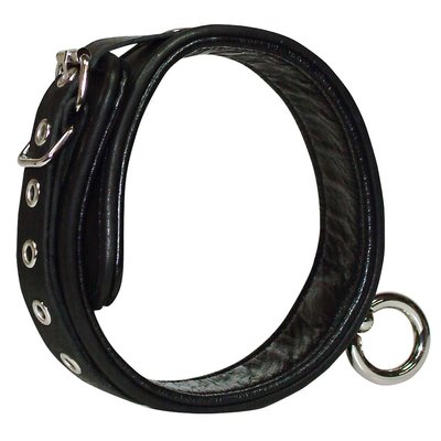Leren Halsband met Verchroomde O-ring
