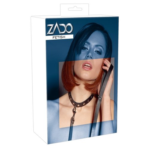 Klassiek Verstelbare Leren Halsband met Aanlijnriem ZADO Klassiek Verstelbare Leren Halsband met Aanlijnriem