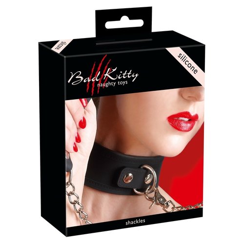 Bad Kitty Siliconen Halsband met Aanlijn Riem Glad en Zacht