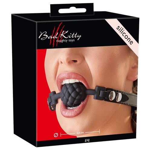 Bad Kitty Siliconen Studs Ball Gag met Ribbels en Verstelbaar