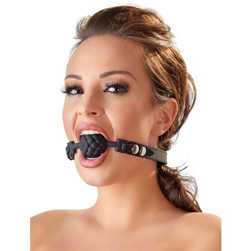 Bad Kitty Siliconen Studs Ball Gag met Ribbels en Verstelbaar