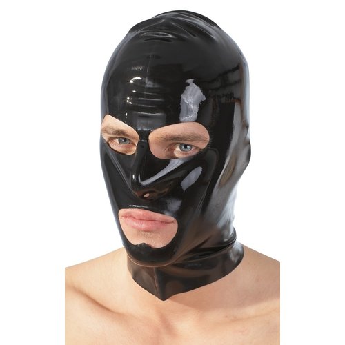 Late X Latex Hoofdmasker Glanzend met Openingen Wetlook