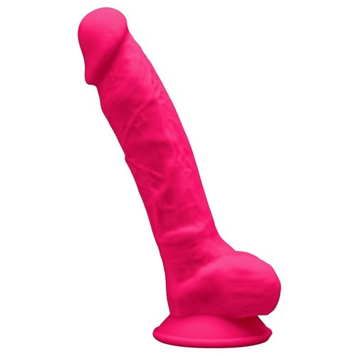 Silexd Premium Siliconen Zuignap Dildo met Balzak en Opvallende Kleur Medium