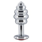 You2Toys Aluminium Buttplug met Groeven en Kristallen Stop