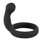 Black Velvets Siliconen Cock Ring met Perineus Stimulator