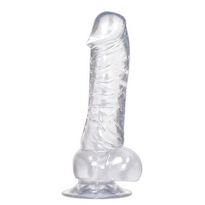 Doorzichtige Rechte Zuignap Dildo met Verdikte Aders