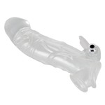 Crystal Licht Gebogen Penis Verlengende Sleeve Vibrerend