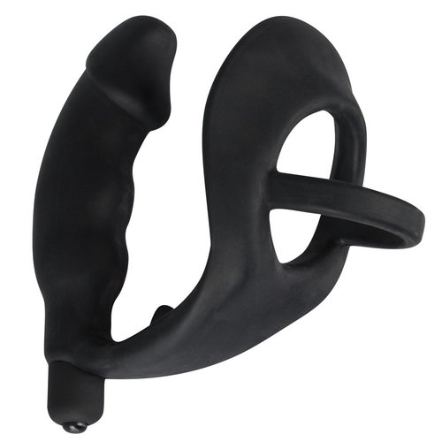 Multifunctionele Vibrerende Siliconen Asslock met Penis Ring Black Velvets Multifunctionele Vibrerende Siliconen Asslock met Penis Ring