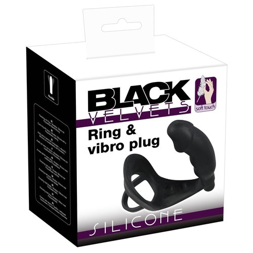 Multifunctionele Vibrerende Siliconen Asslock met Penis Ring Black Velvets Multifunctionele Vibrerende Siliconen Asslock met Penis Ring
