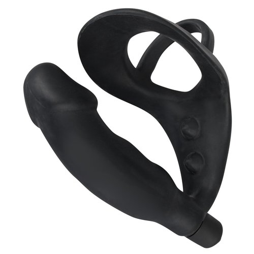 Multifunctionele Vibrerende Siliconen Asslock met Penis Ring Black Velvets Multifunctionele Vibrerende Siliconen Asslock met Penis Ring