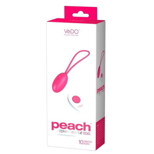 Peach Siliconen Vibratie Ei met Draadloos VeDO Peach Siliconen Vibratie Ei met Draadloos