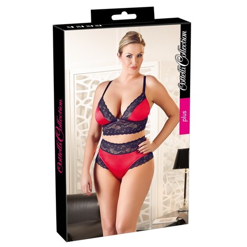 Cottelli Collection Plus Indrukwekkende Jarretel Wetlook Lingerie Set