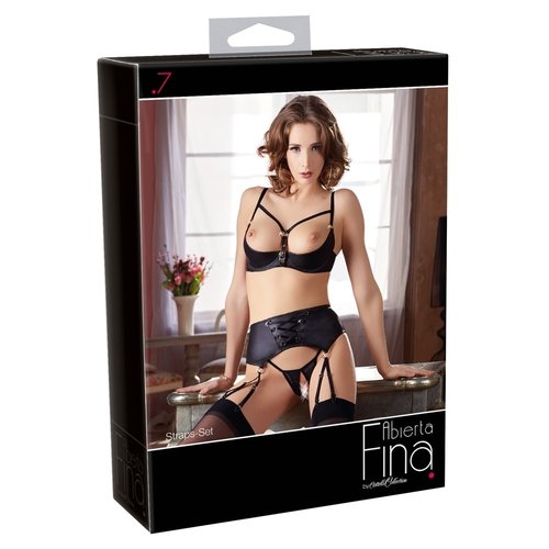 Abierta Fina Lingerie Jarretel Set met Open Buste Elegant Stijlvol