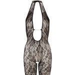Mandy Mystery Lingerie Catsuit Open Kruis met Kanten Motieven Fijn Netstof