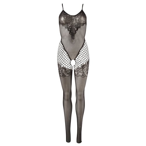 Mandy Mystery Lingerie Catsuit met Kanten Motief op Borsten en Dijen Open Kruis