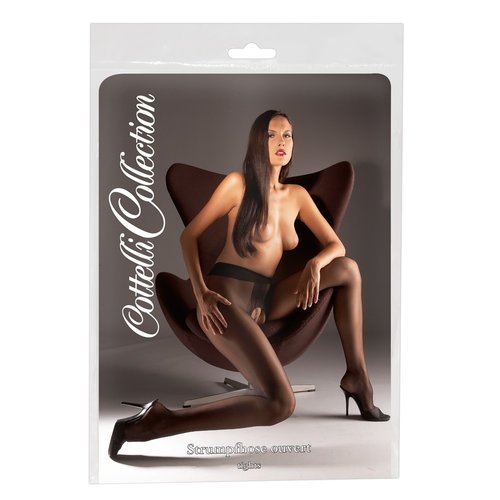 Cottelli Collection Stockings & Hosiery Satijnglans Erotische Panty met Open Kruis