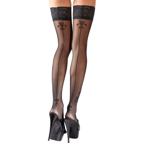 Cottelli Collection Stockings & Hosiery Klassieke Stay-Up Kousen met Mooie Borduursels