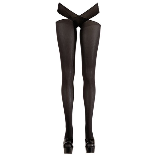 Cottelli Collection Stockings & Hosiery Open Kruis Panty met Heupgordel en Roze Strikjes