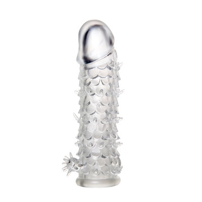 Penis Sleeve met Stimulerende Schubben en Clitoris Kietelaar