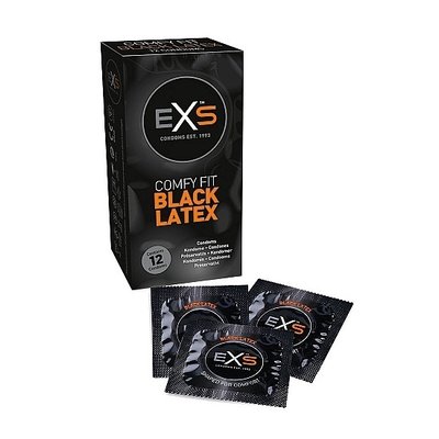 EXS Extra Black Latex Geurloze Condooms Niet Doorschijnend 12 stuks