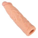 Nature Skin Zijdezachte Penis Sleeve Geaderd met Eikel