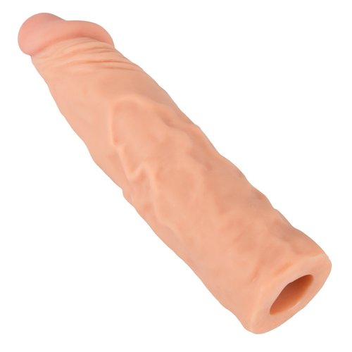 Nature Skin Zijdezachte Penis Sleeve Geaderd met Eikel