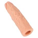 Nature Skin Zijdezachte Penis Sleeve Geaderd met Eikel