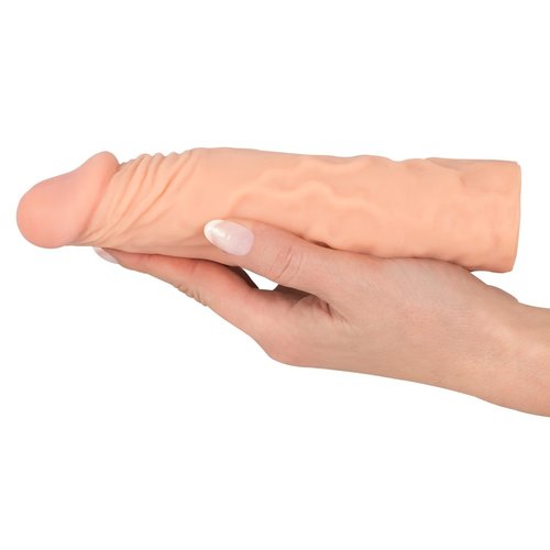 Nature Skin Zijdezachte Penis Sleeve Geaderd met Eikel