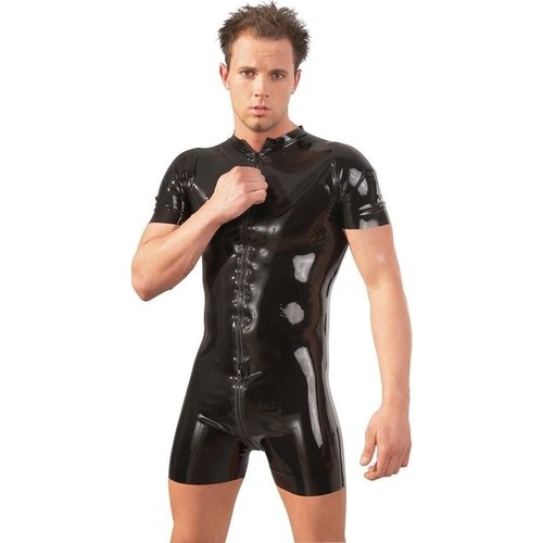 Late X Latex Korte Bodysuit met Lange Rits Small