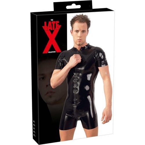 Late X Latex Korte Bodysuit met Lange Rits Small