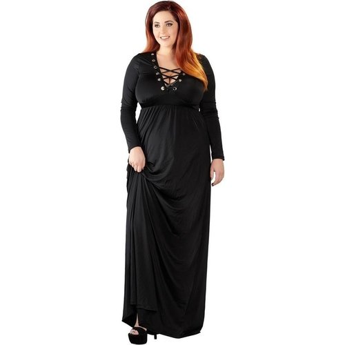 Cottelli Collection Plus Plus Size Lange Nachtjurk met Vetersluiting