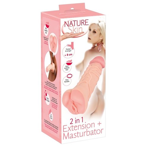 Nature Skin 2 in 1 Realistische Penis Sleeve met Vagina Masturbator