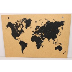 Korkpinnwand - weltkarte - Schwarz - 60 x 90 cm