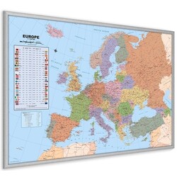 Korkpinnwand  Europa karte - Silberrahmen - 60 x 90 cm