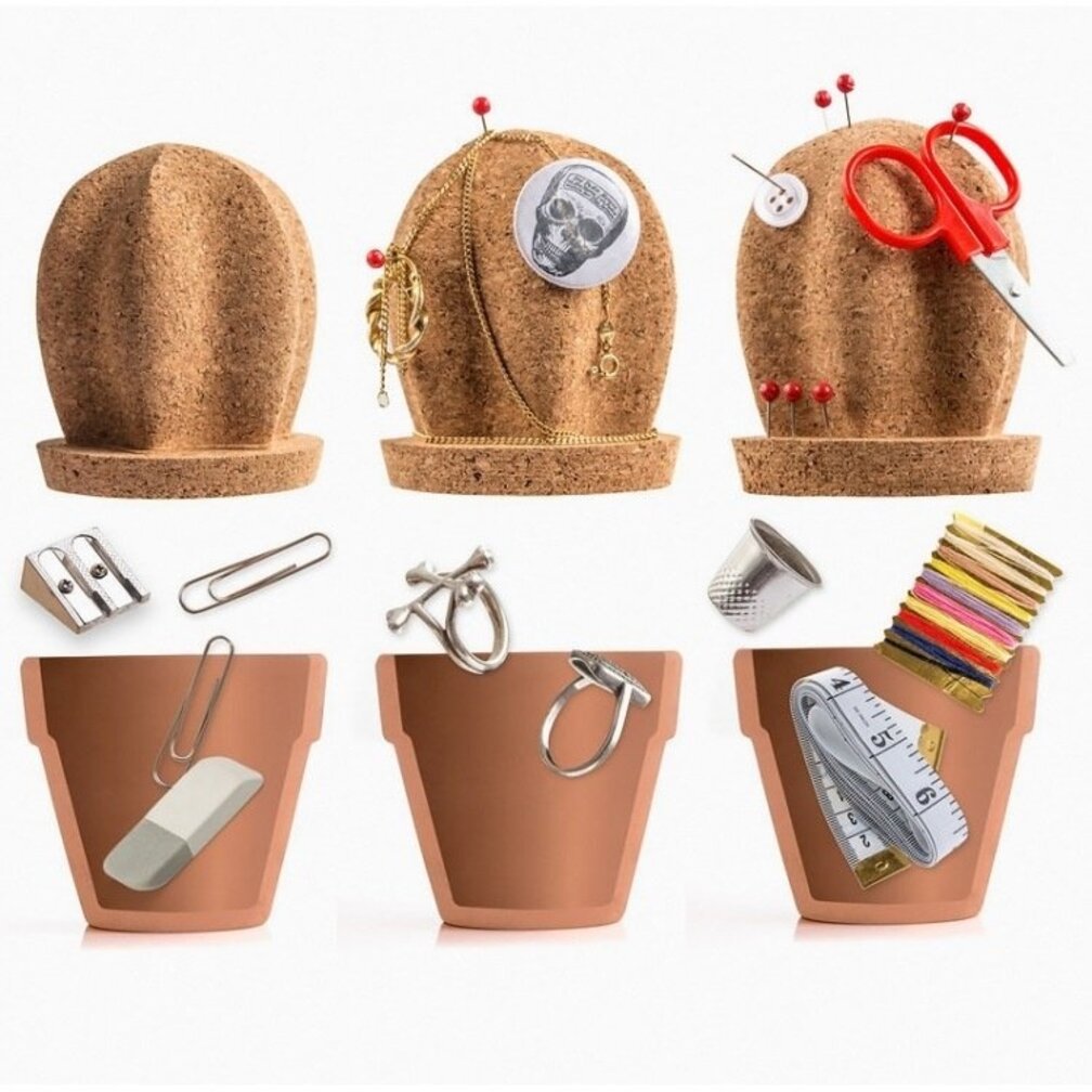 Kork-Kaktus als Schreibtisch-Organizer