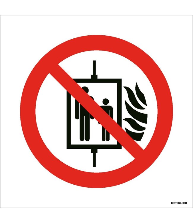 Pictogramme interdiction d'utiliser l'ascenseur en cas d'incendie