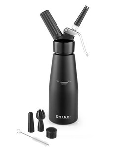 Hendi Slagroomapparaat zwart | Kitchen Line | 0,5 liter
