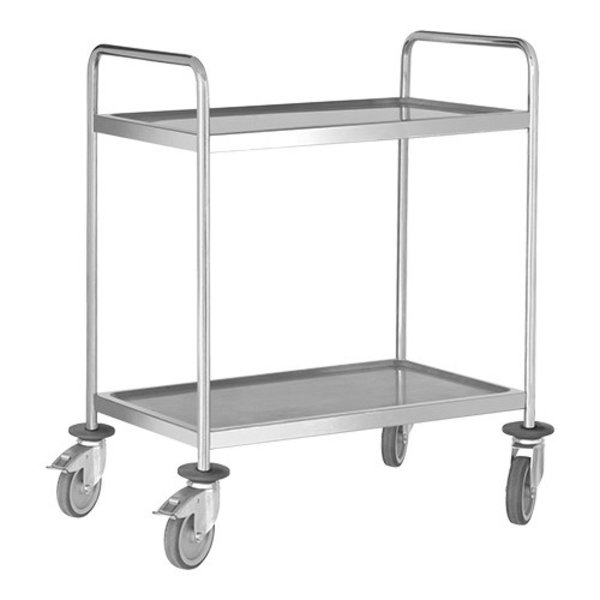 EMGA Serveerwagen met 2 Bladen | Gelast RVS Heavy Duty | 80x50x(H)102 cm