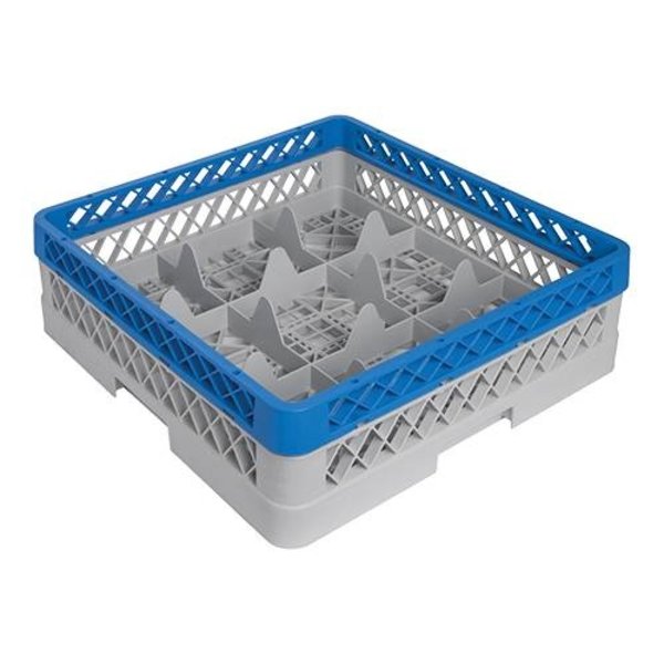 CaterRacks CaterRacks Glazenkorf 9 Vakken en 1 Opzetrand | 50x50H14 cm. | Max Ø15 cm Max H12 cm. | CR09-1A